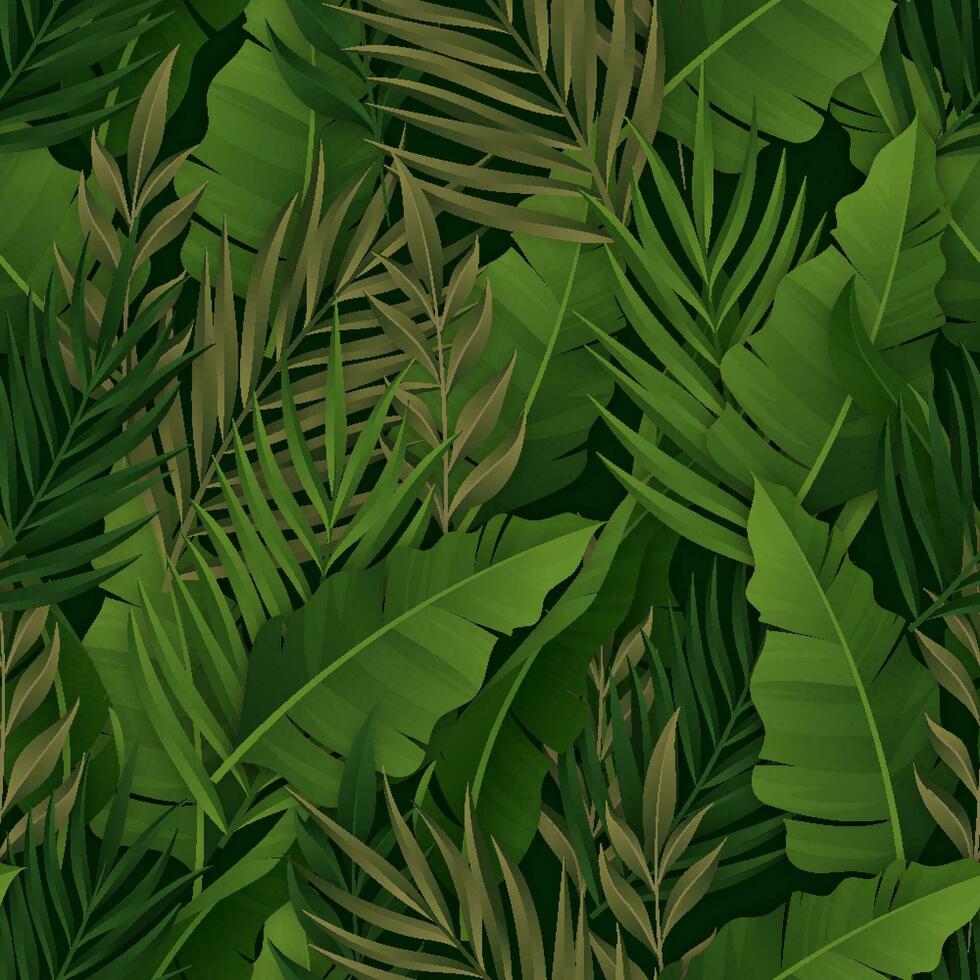 seamless pattern gradient tropical leaves vector