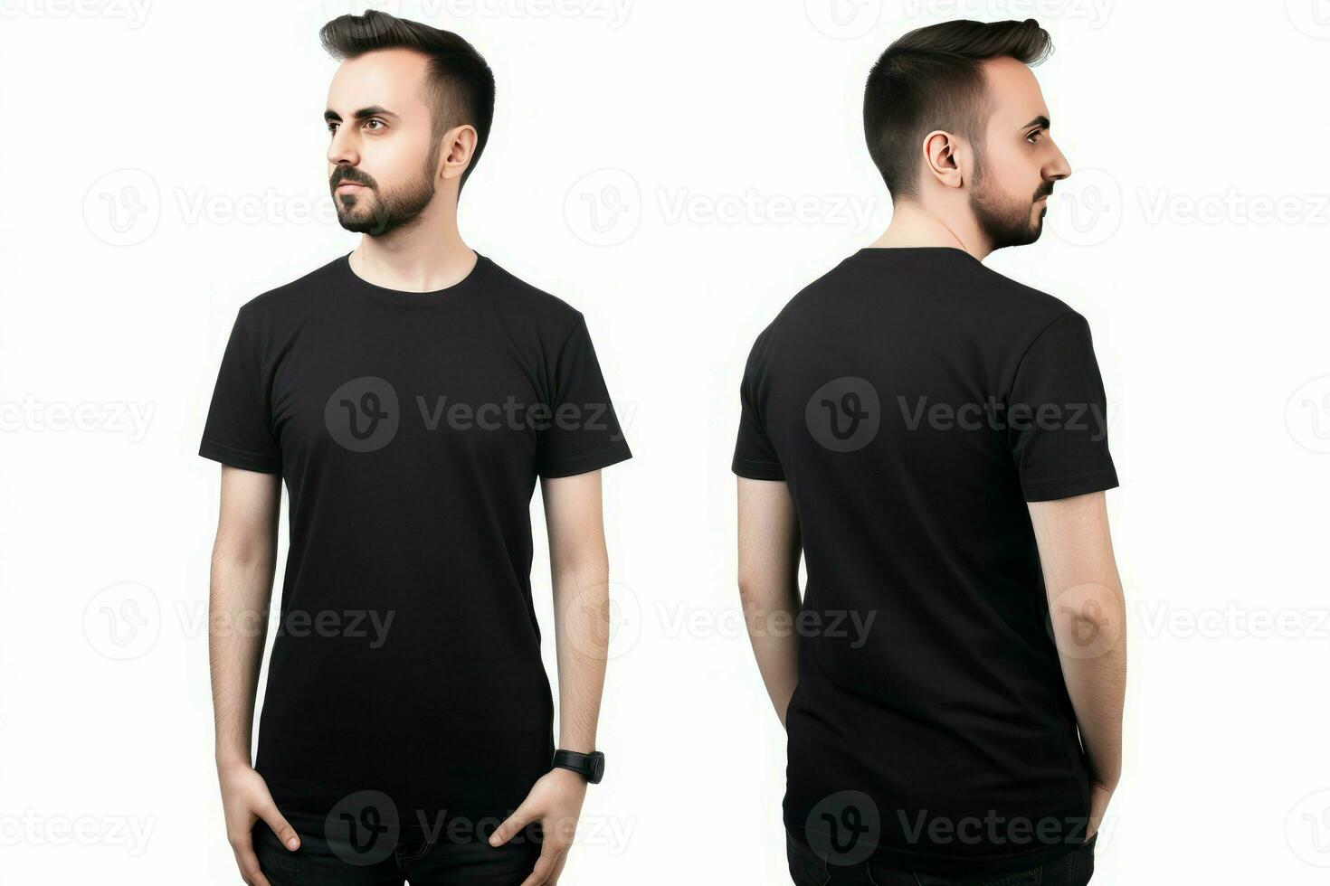 Man black tshirt. Generate Ai photo