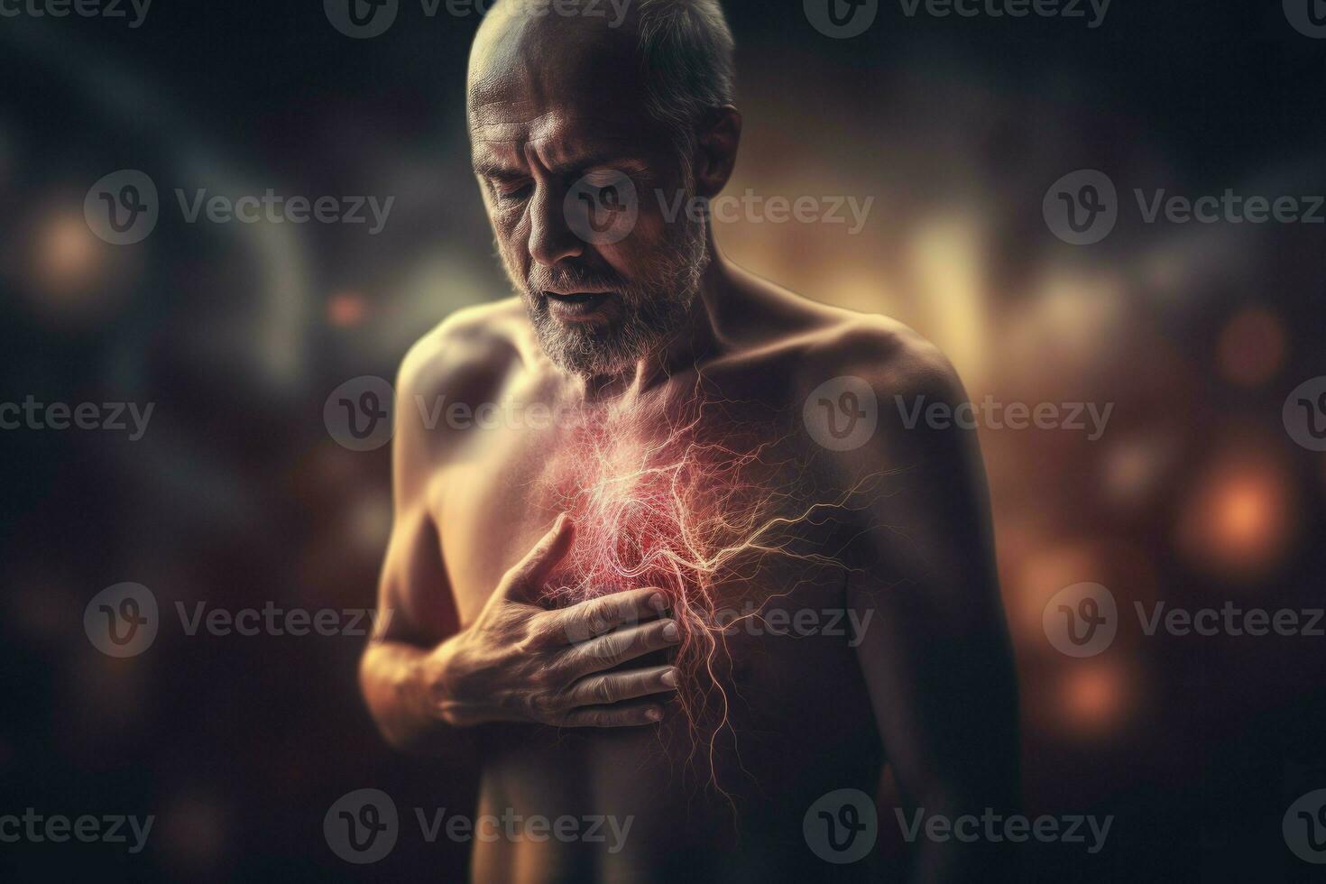 Man pain heart. Generate Ai photo
