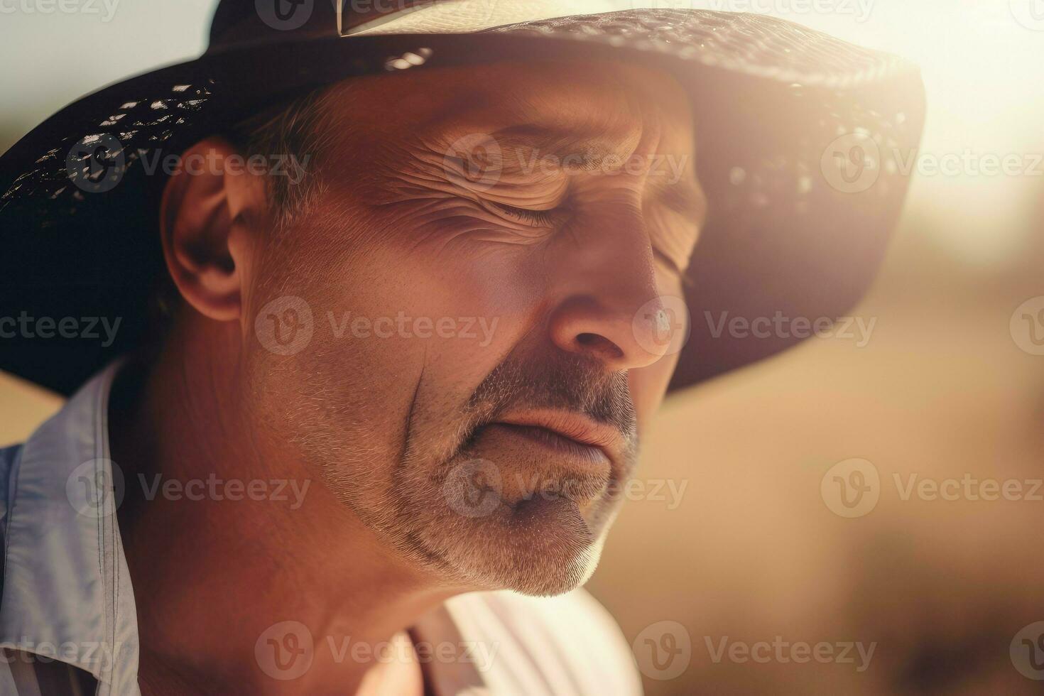 Man summer hot sun. Generate ai photo