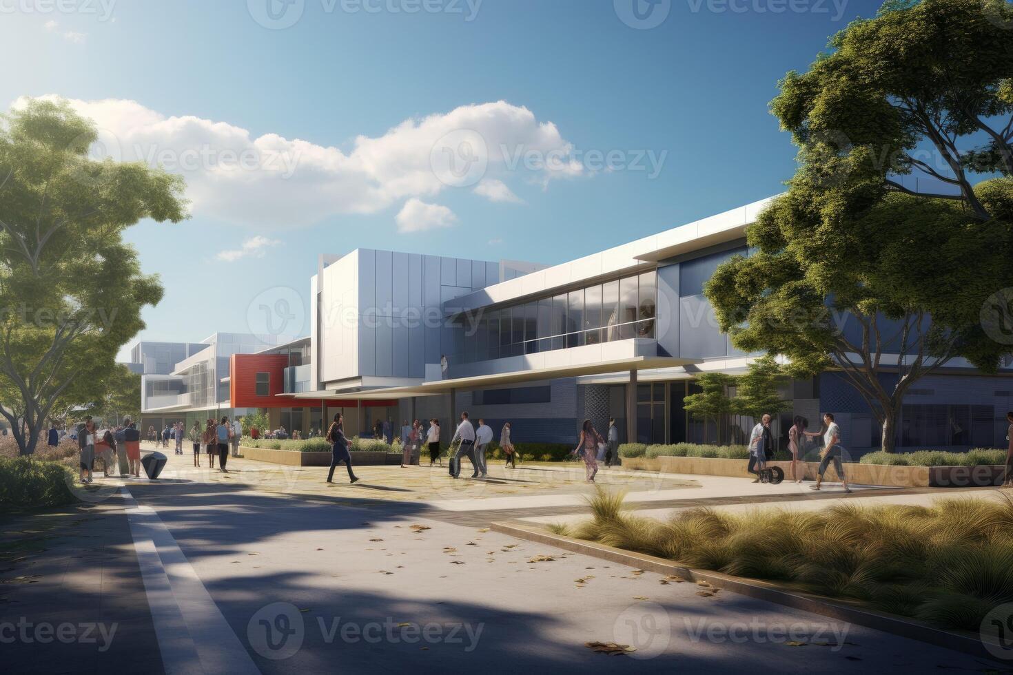 Hospital double sky architecture. Generate ai photo