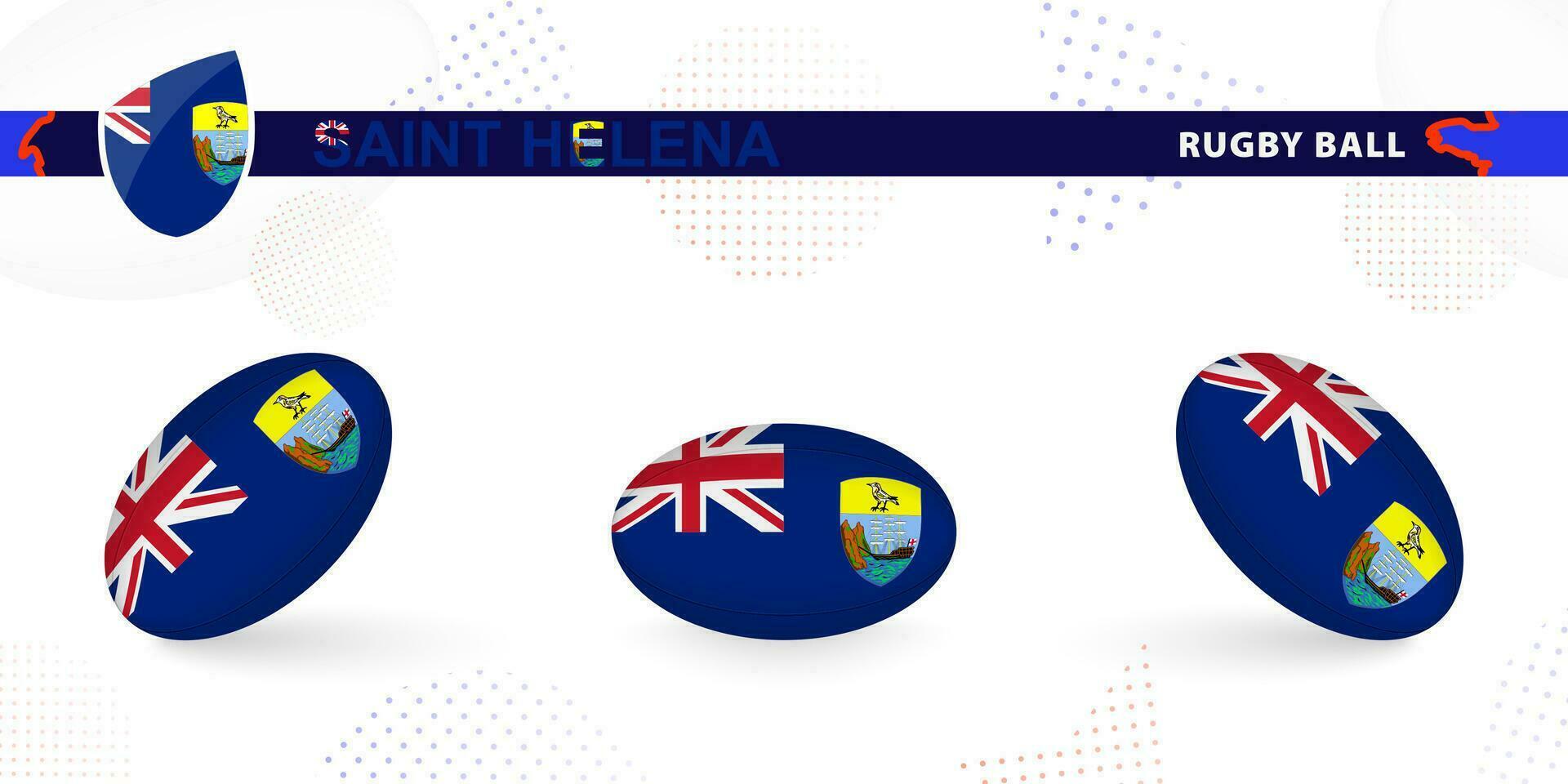 rugby pelota conjunto con el bandera de Santo helena en varios anglos en resumen antecedentes. vector