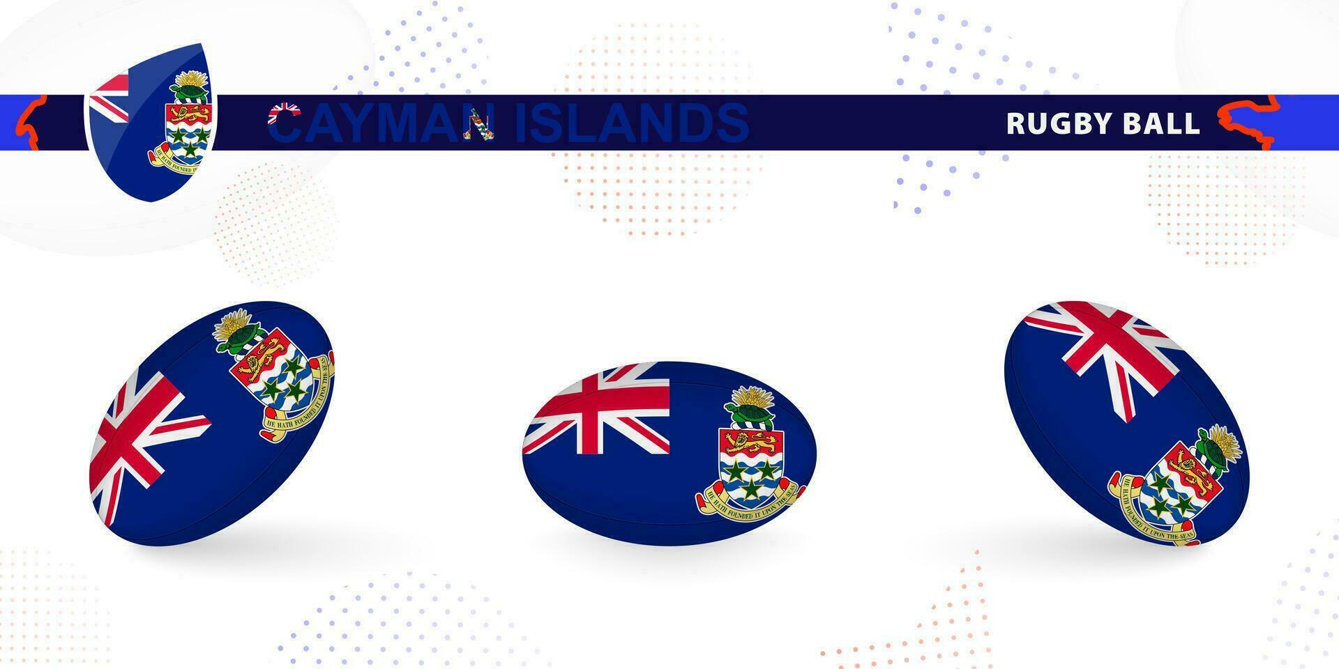 rugby pelota conjunto con el bandera de caimán islas en varios anglos en resumen antecedentes. vector