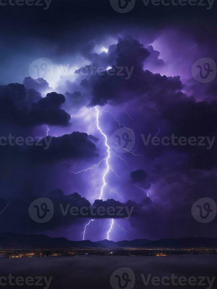 A Lightning bolt thunder, Generative AI Illustration. photo