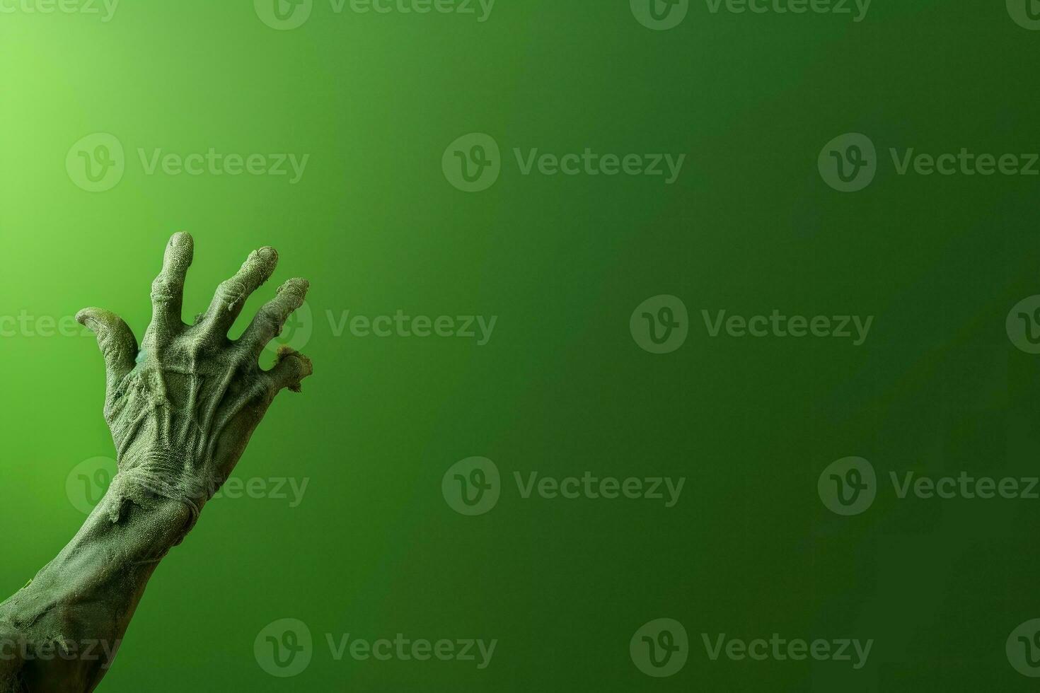 Green zombie hand background. Generate ai photo