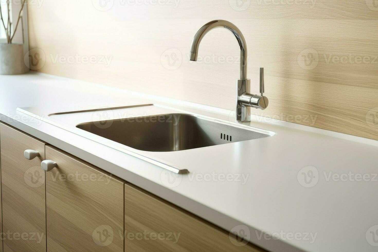 Kitchen furniture sink decor. Generate Ai photo