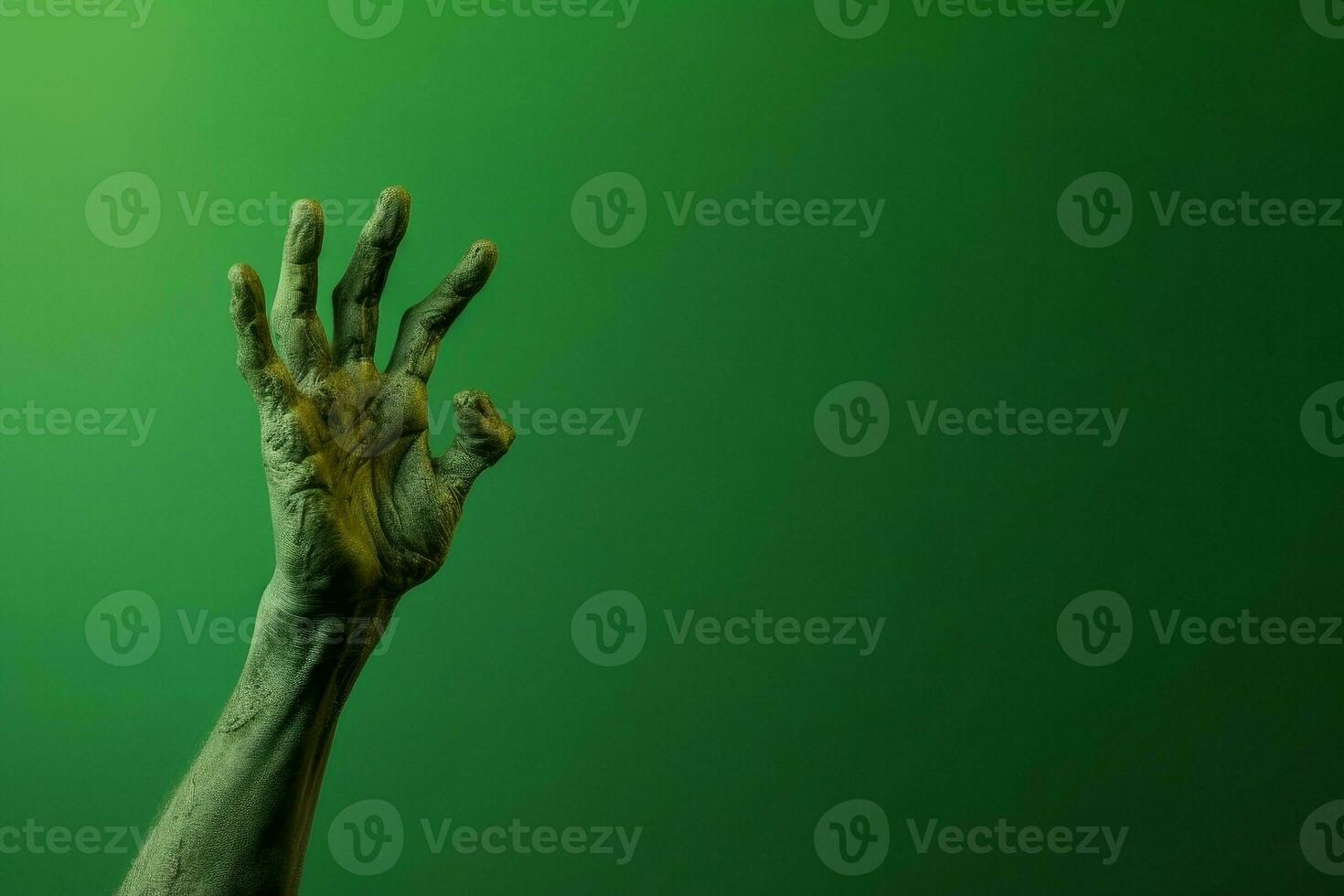 Green zombie hand. Generate ai photo