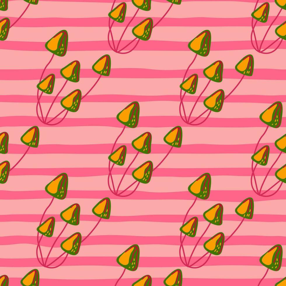 Hand drawn toadstool mushrooms seamless pattern. Magical fly agaric wallpaper. vector