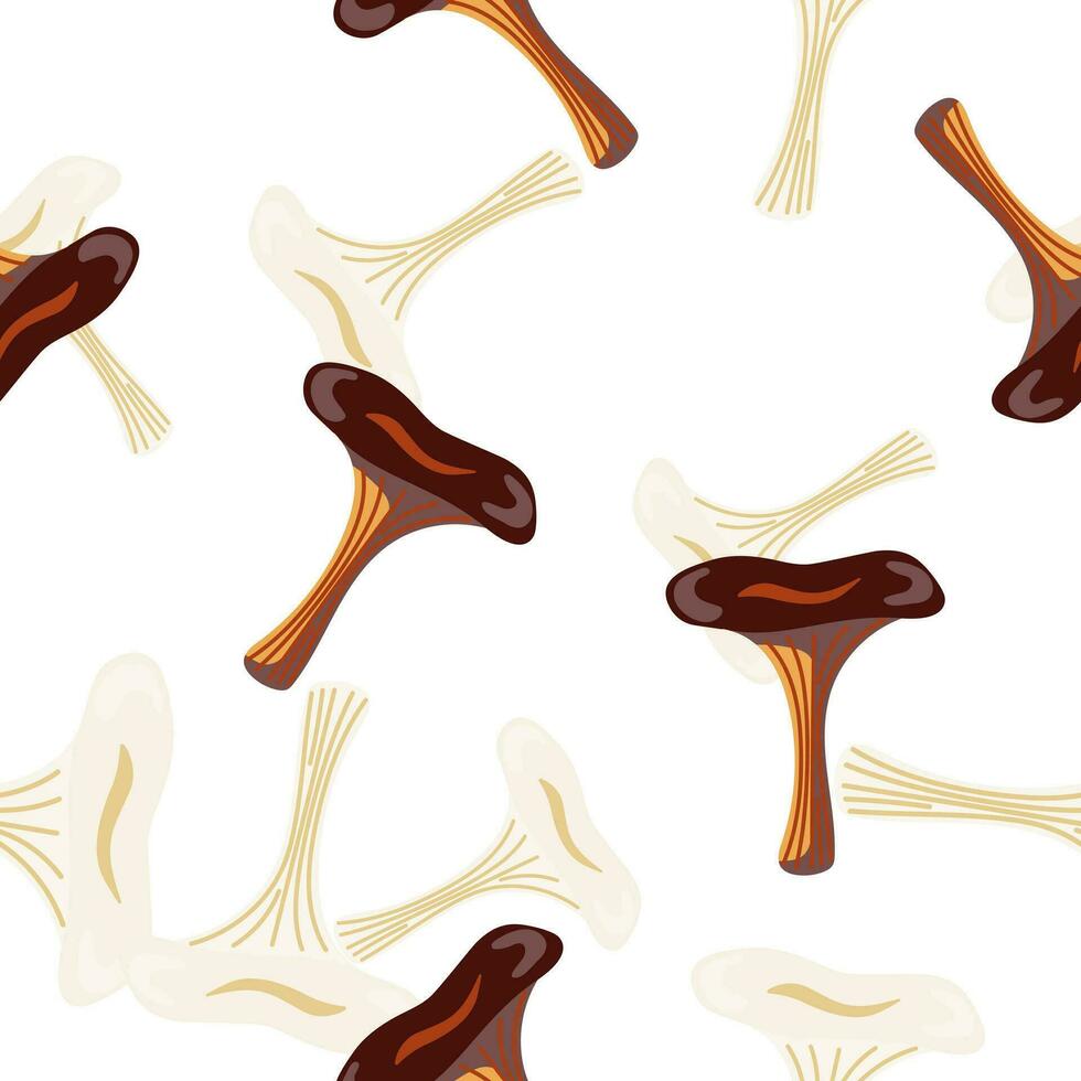 Toadstool mushrooms seamless pattern. Magical fly agaric wallpaper. vector