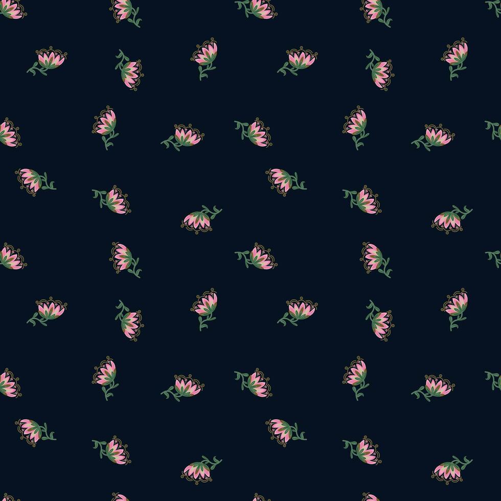 Stylized wildflower seamless pattern. Decorative naive flower botanical background. vector