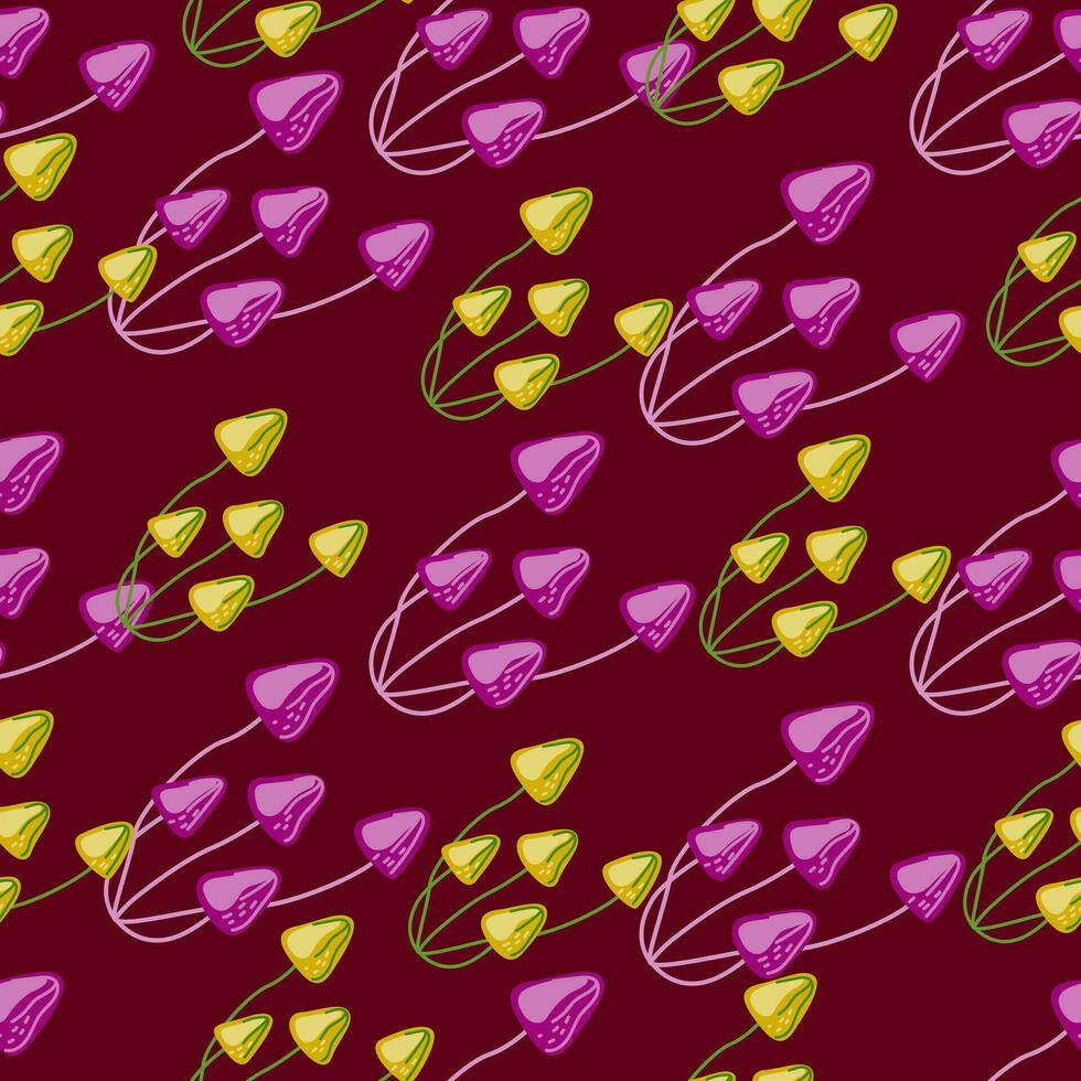Hand drawn toadstool mushrooms seamless pattern. Magical fly agaric wallpaper. vector