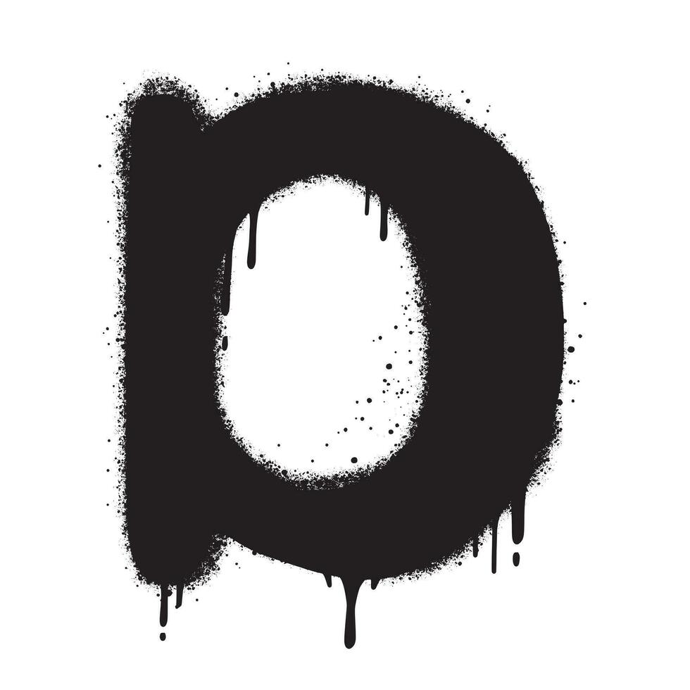 Spray Painted Graffiti font D Sprayed isolated with a white background. Vector illustration.