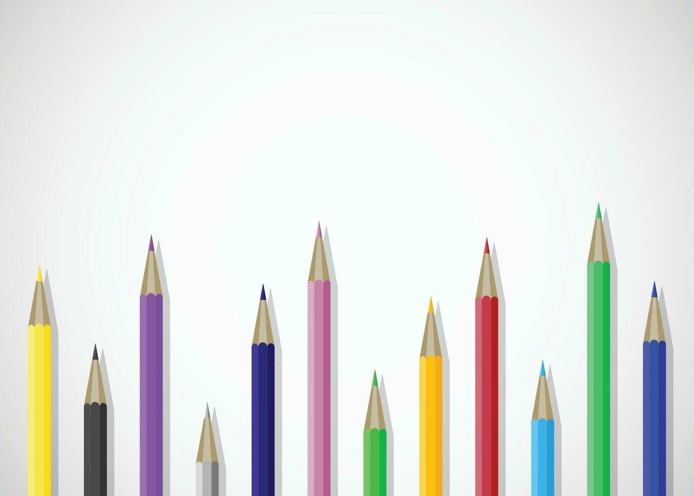 Color pencils art banner poster with place for text. Crayons and color pencil drawing, coloured pencils school. Vector illustration