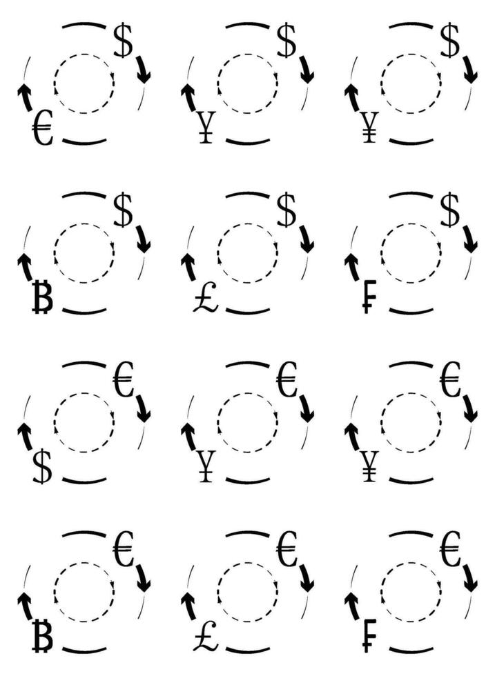 Currency exchange and conversion icons of set. Vector of exchange icon, symbol money exchange, change and barter, give and take illustration
