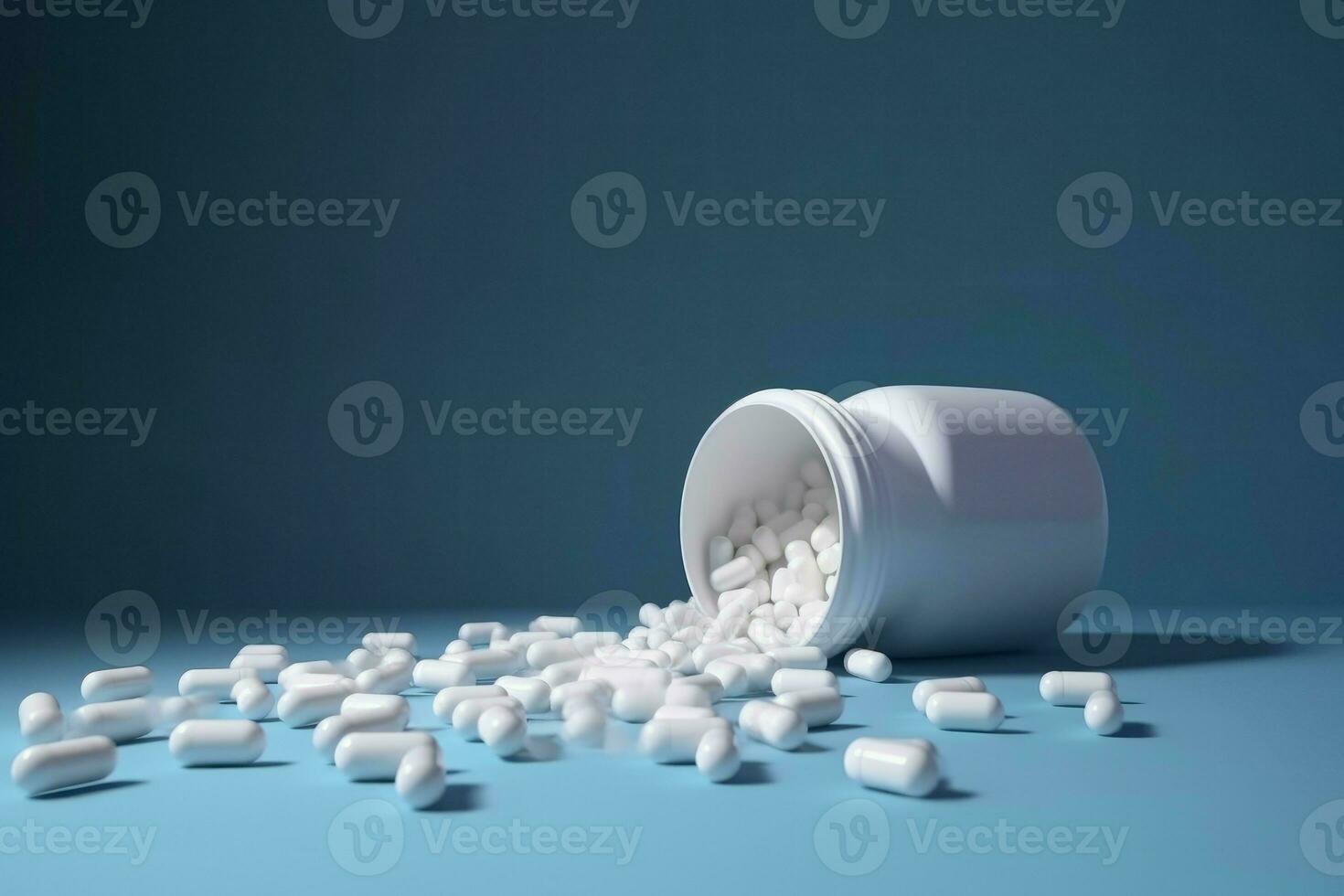 White pills capsule. Generate ai photo