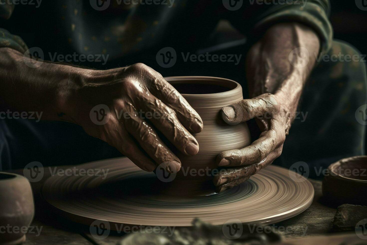 Hands pottery. Generate Ai photo