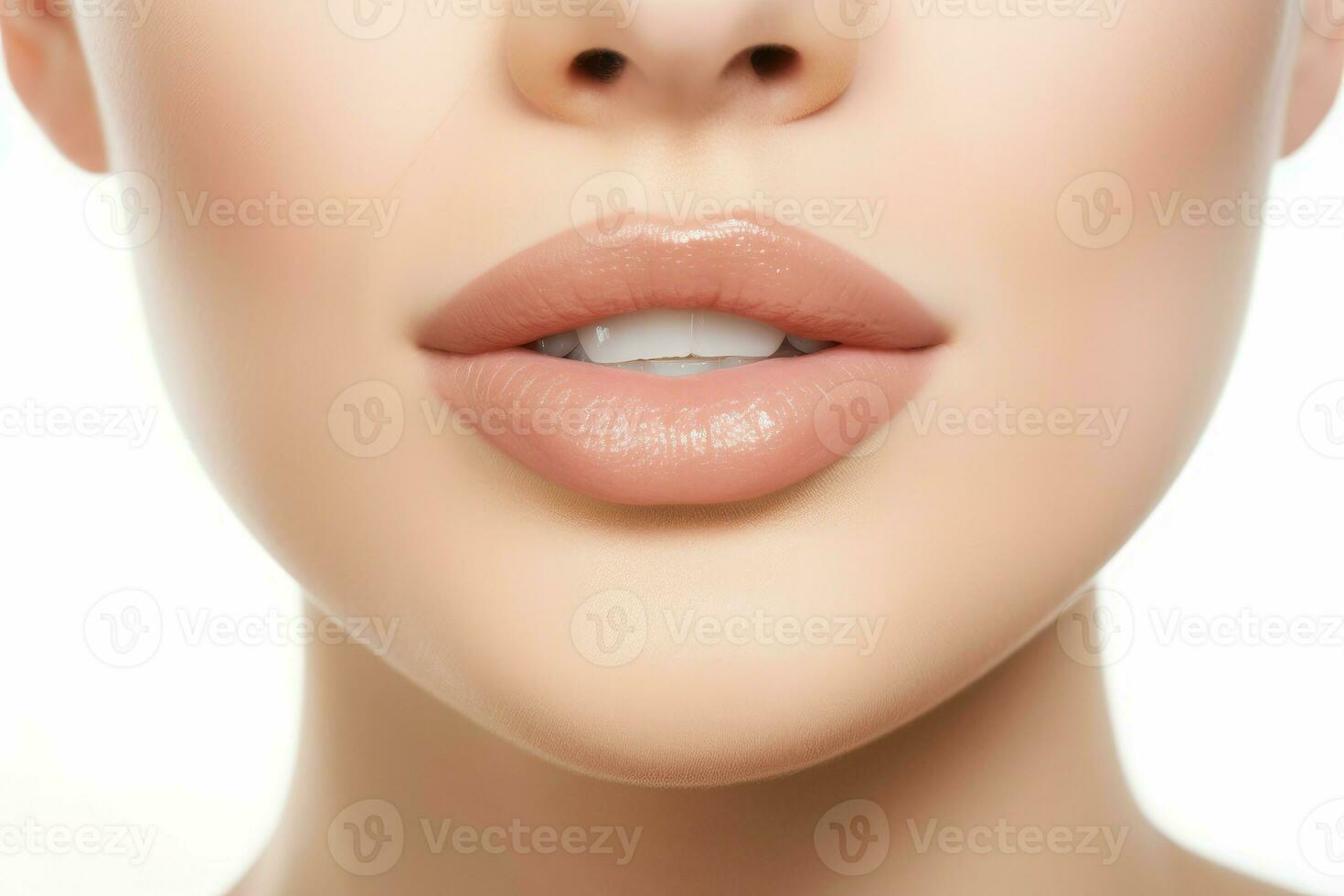 Woman full lips face. Generate Ai photo