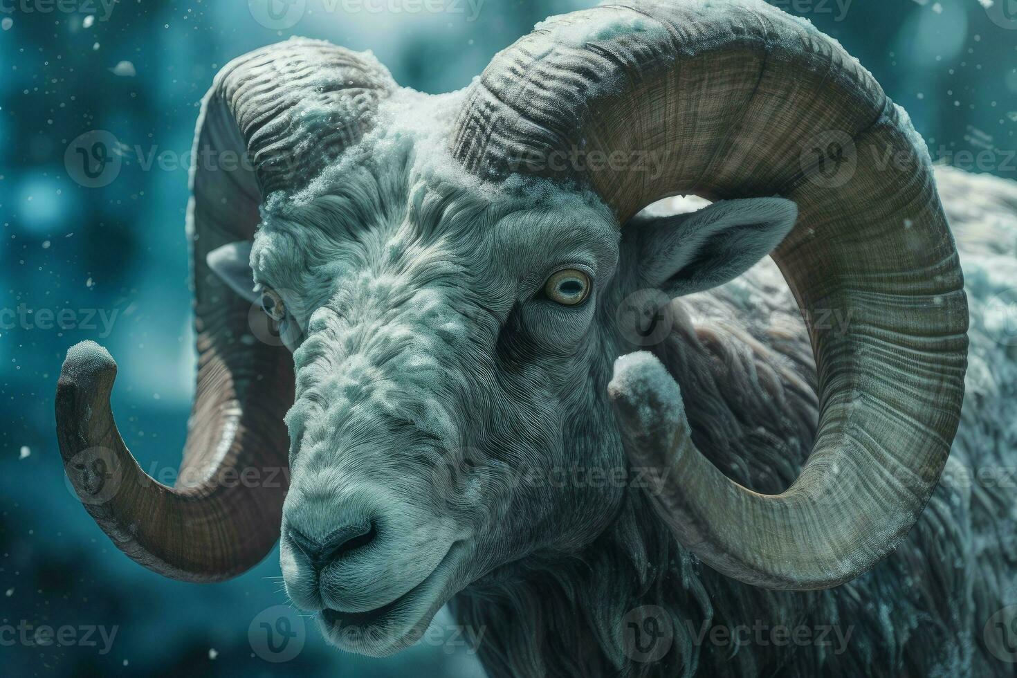 Bighorn ram frost. Generate Ai photo