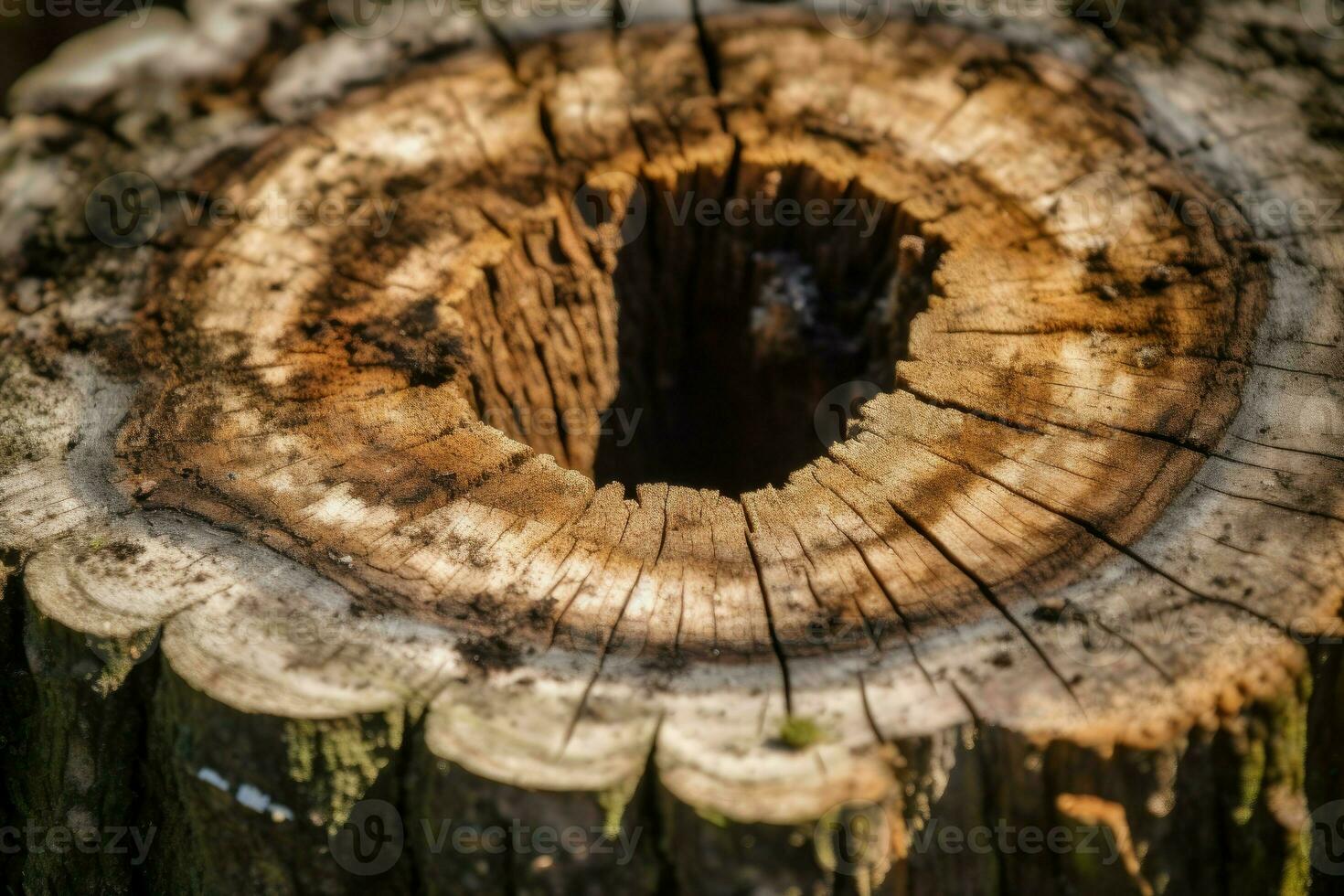 Tree stump hole. Generate Ai photo