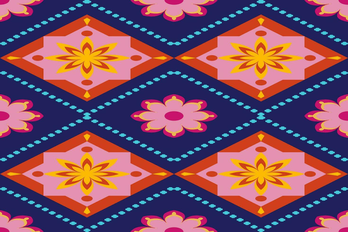Abstract ethnic aztec geometric pattern design for background.Ethnic ikat geometric pattern for vibrant color.Colorful geometric embroidery for textiles,fabric,clothing,background,batik,knitwear vector