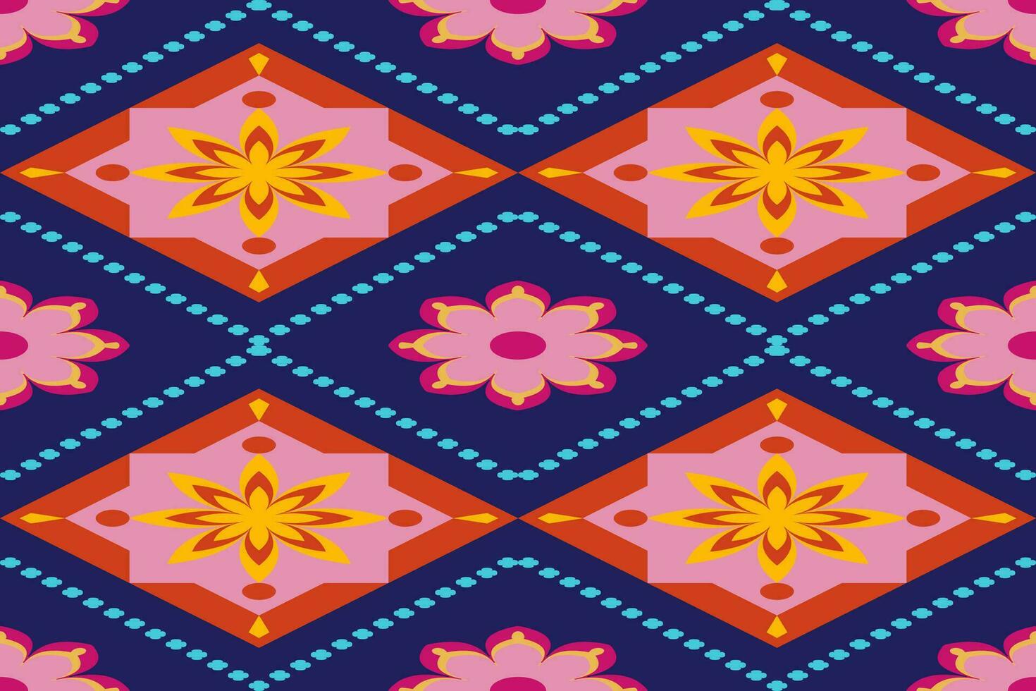 Abstract ethnic aztec geometric pattern design for background.Ethnic ikat geometric pattern for vibrant color.Colorful geometric embroidery for textiles,fabric,clothing,background,batik,knitwear vector