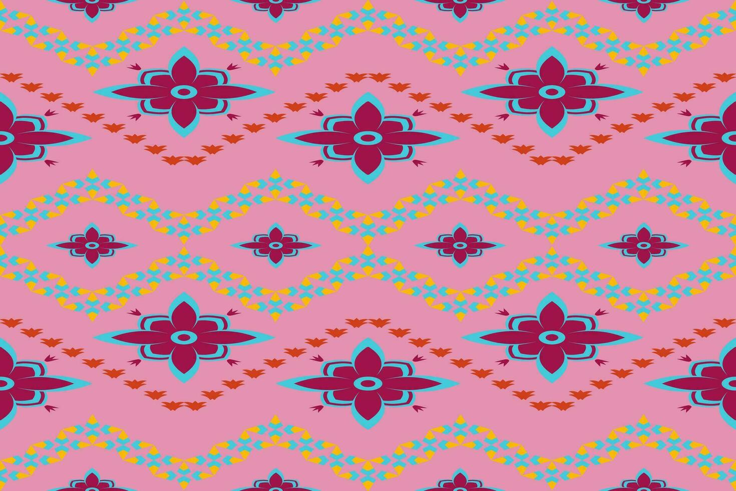 Ethnic abstract ikat.Seamless pattern in tribal.Native aztec boho vector design.Colorful geometric embroidery for Textiles,fabric,clothing,background,batik,knitwear,fashion