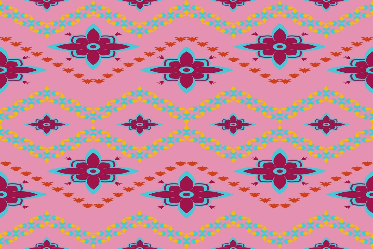 Ethnic abstract ikat.Seamless pattern in tribal.Native aztec boho vector design.Colorful geometric embroidery for Textiles,fabric,clothing,background,batik,knitwear,fashion