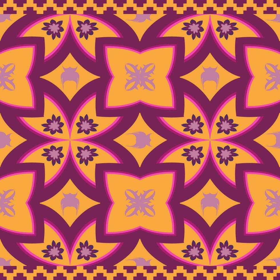 Ikat geometric embroidery on color background.Geometric ethnic oriental pattern traditional.Aztec abstract style vector illustration.Design for texture,fabric,clothing,wrapping,carpet.