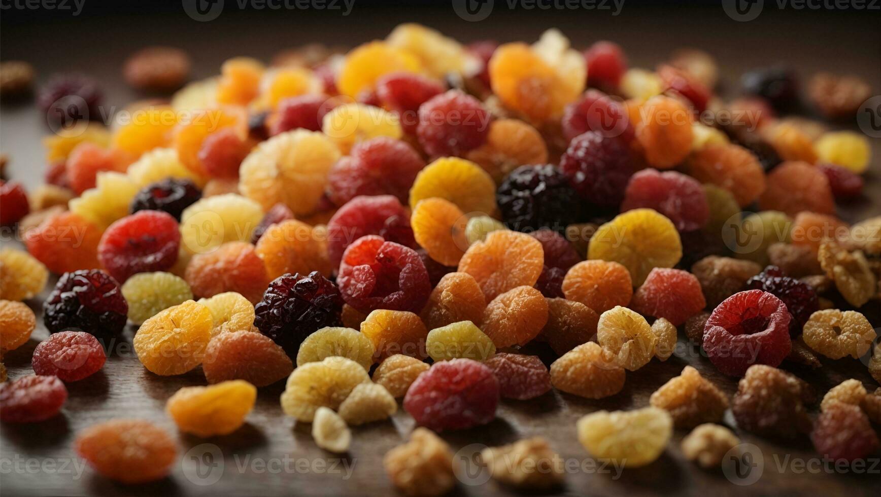 Mix of dried and candied fruit. Ai Generated photo