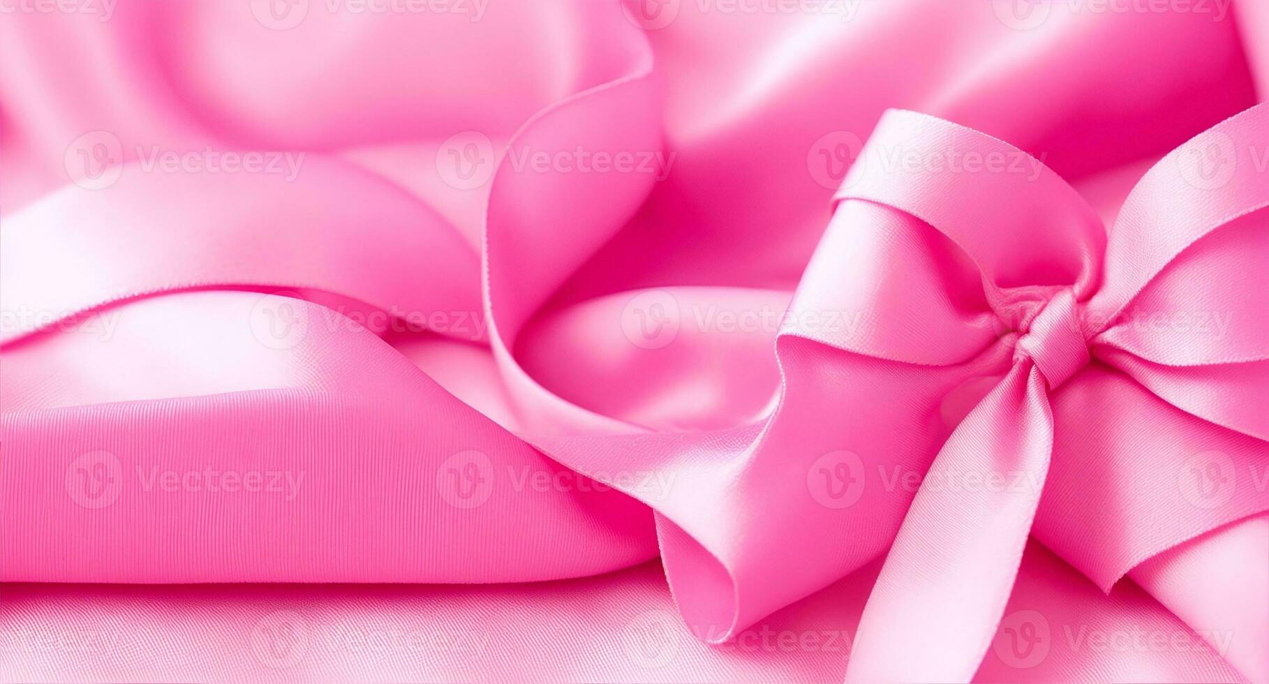 Closeup of jewelry on pink silk ribbon. Ai Generated photo