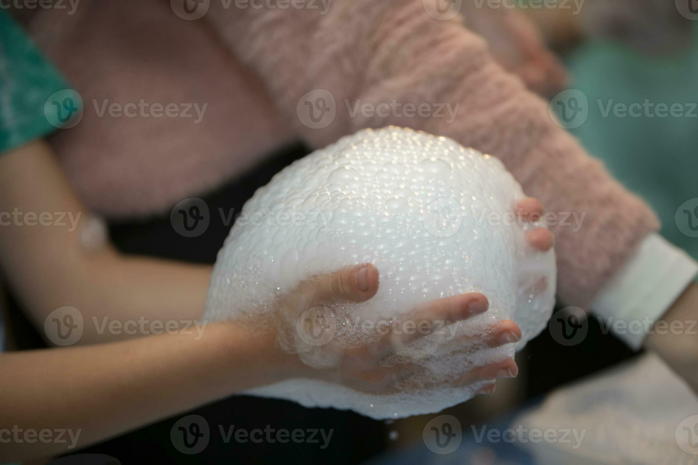 Laboratory chemistry experiment with foam and steaming.Laboratory