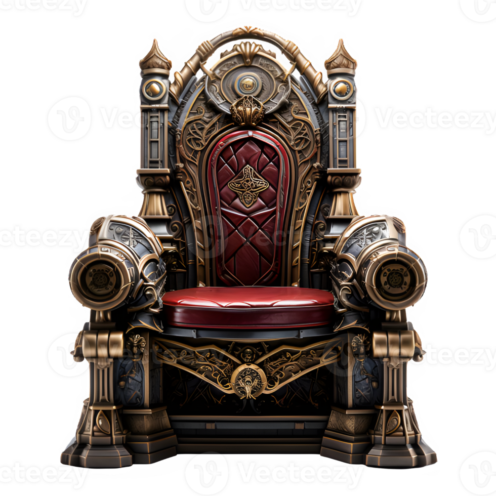 seat of the royal throne isolated on transparent background ,golden throne chair ,generative ai png