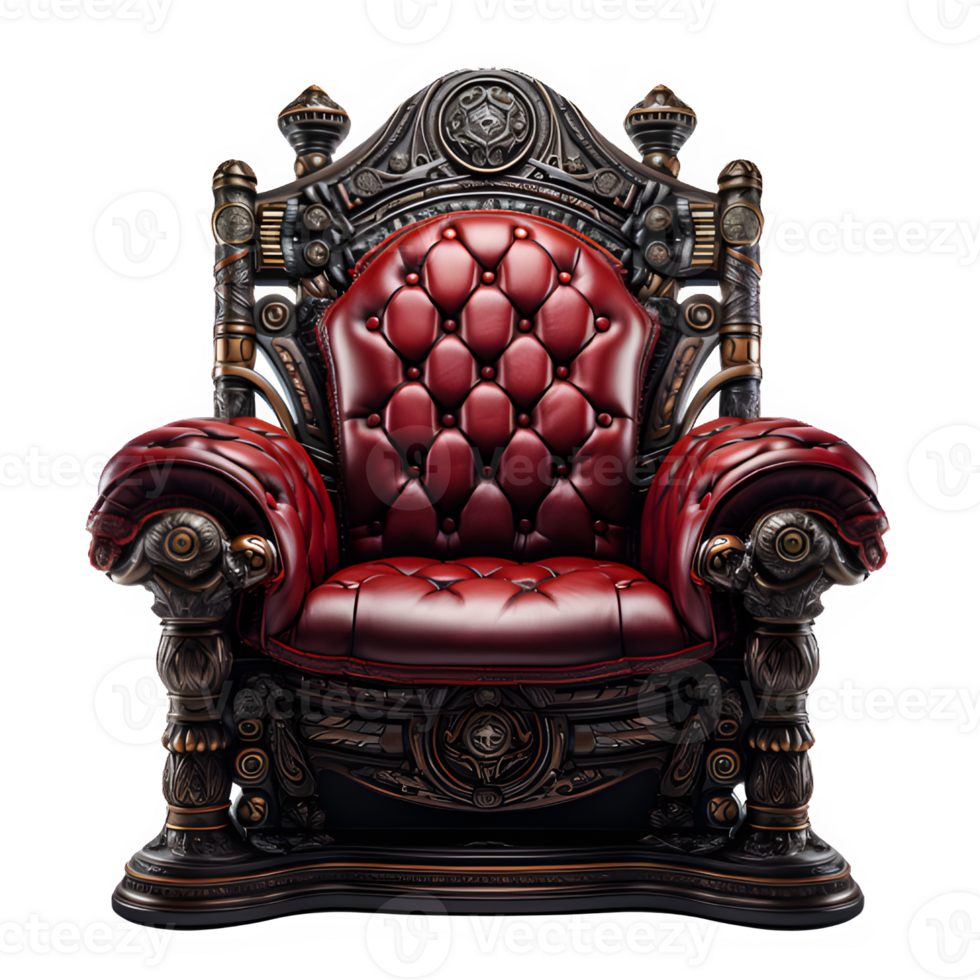 seat of the royal throne isolated on transparent background ,golden throne chair ,generative ai png