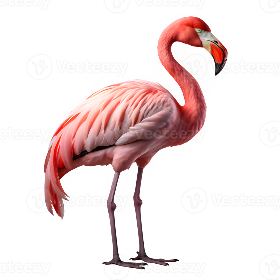 pink flamingo bird isolated on transparent background ,exotic flamingo cut out png ,generative ai