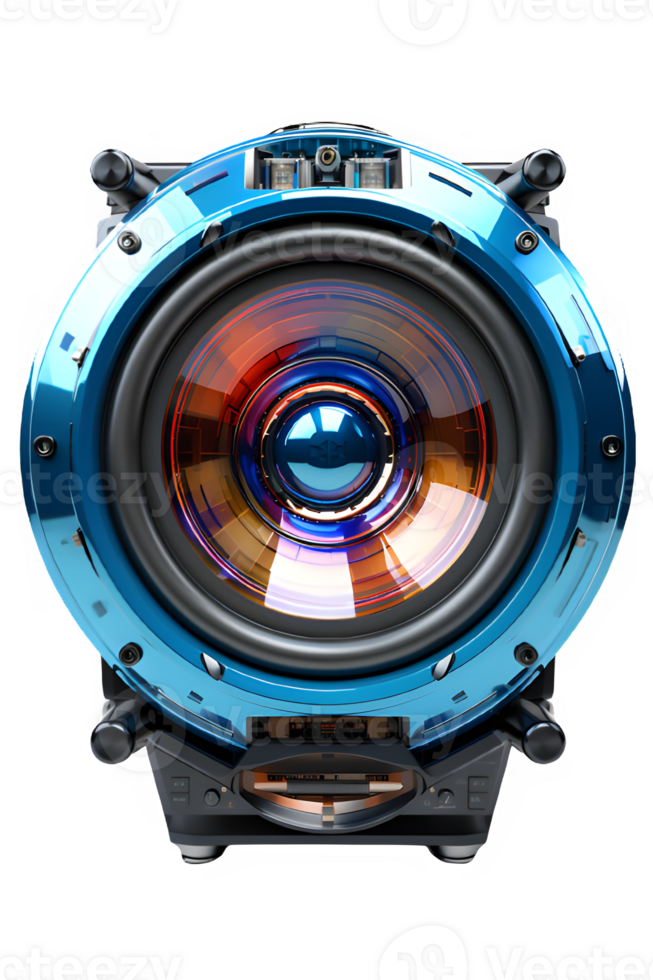 futuristic blue music speaker isolated on transparent background, music player ,generative ai png