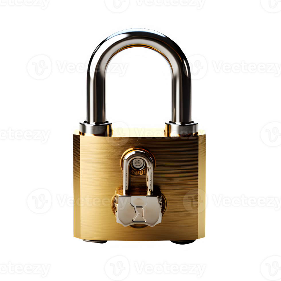 iron padlock isolated on transparent background ,padlock cut out png ,generative ai