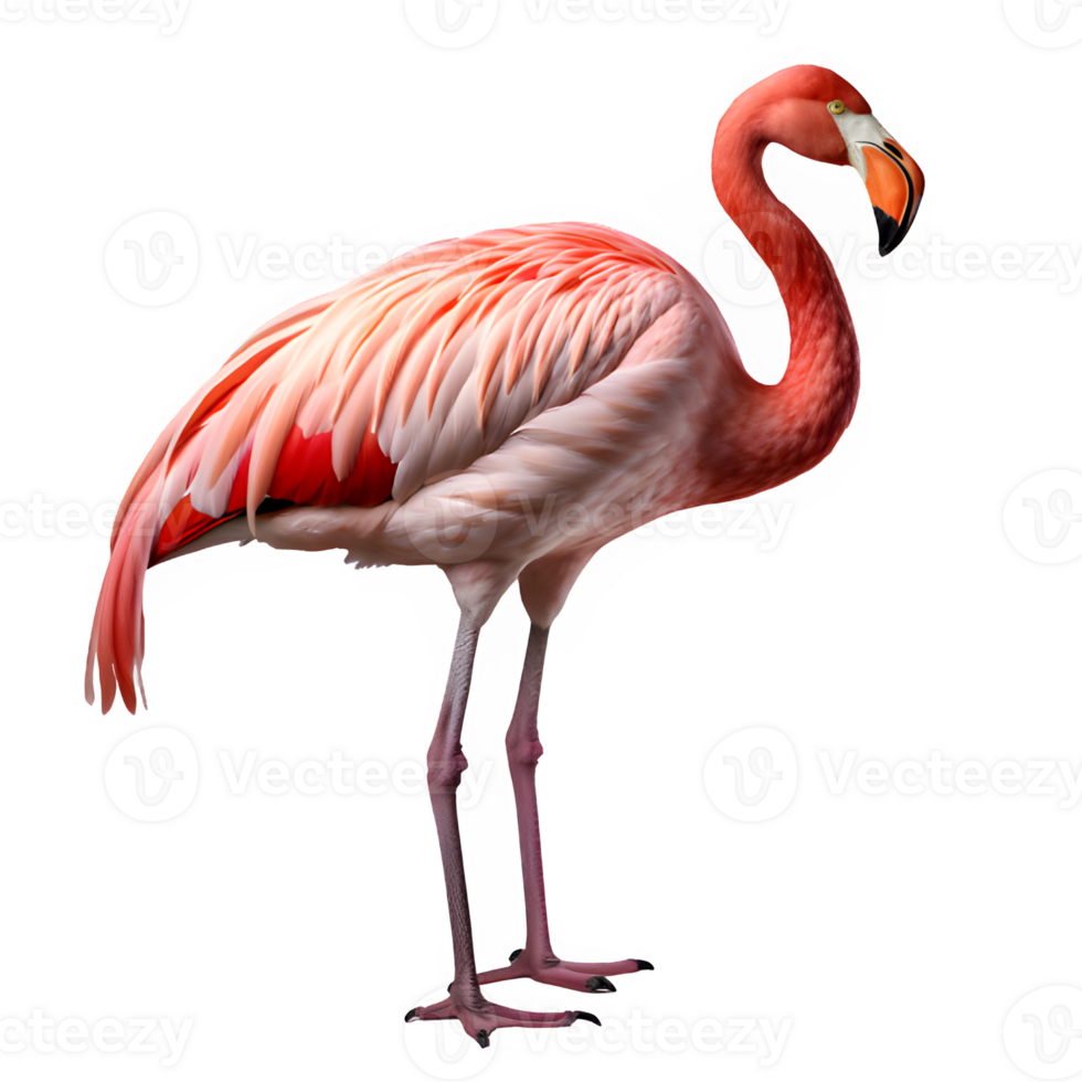 pink flamingo bird isolated on transparent background ,exotic flamingo cut out png ,generative ai