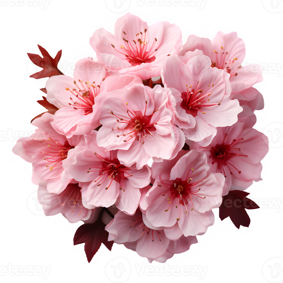 pink cherry blossoms isolated on transparent background ,japanese sakura png ,generative ai