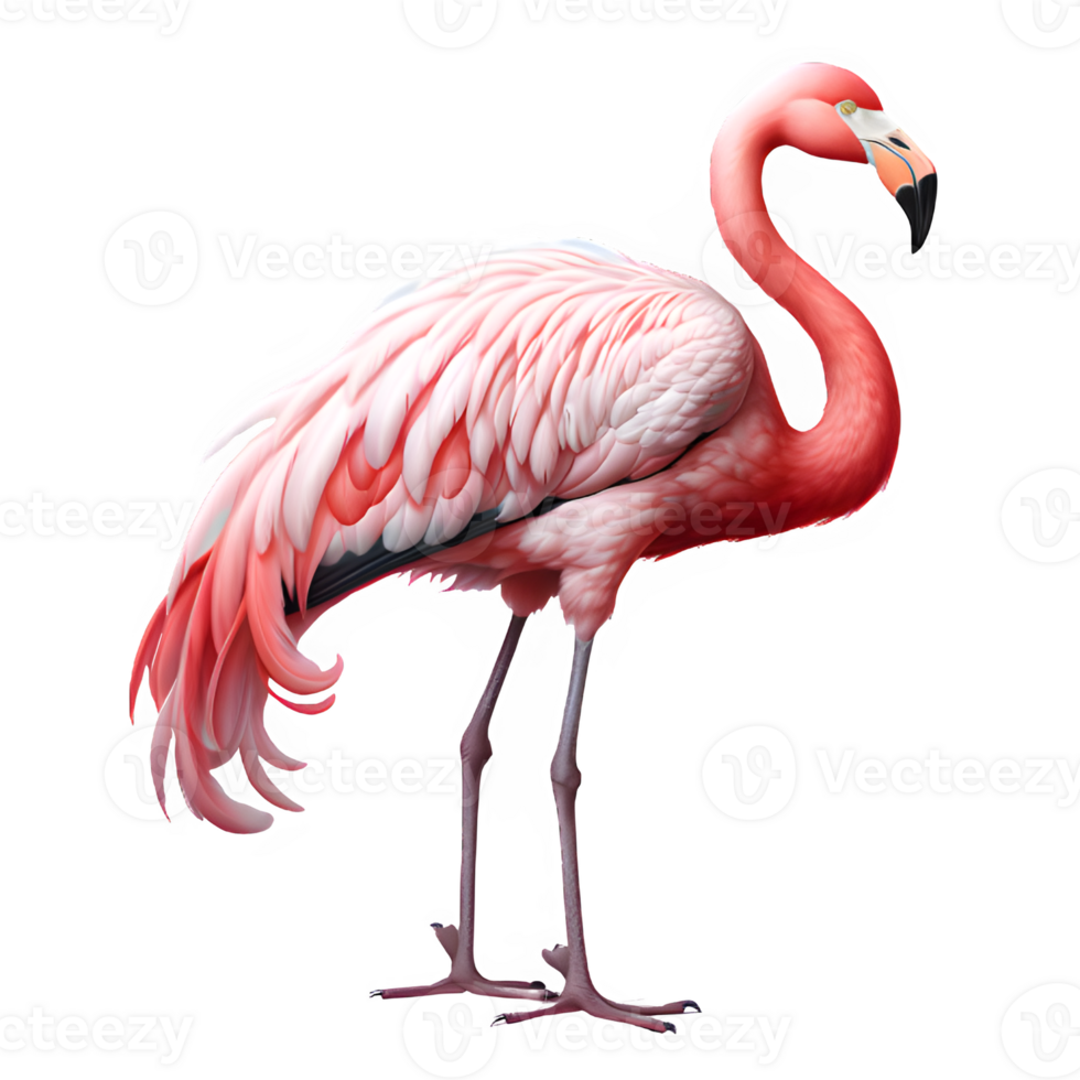 pink flamingo bird isolated on transparent background ,exotic flamingo cut out png ,generative ai
