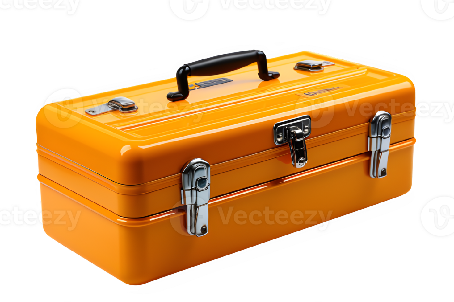 yellow rectangular toolbox cut out isolated on white background png ,generative ai