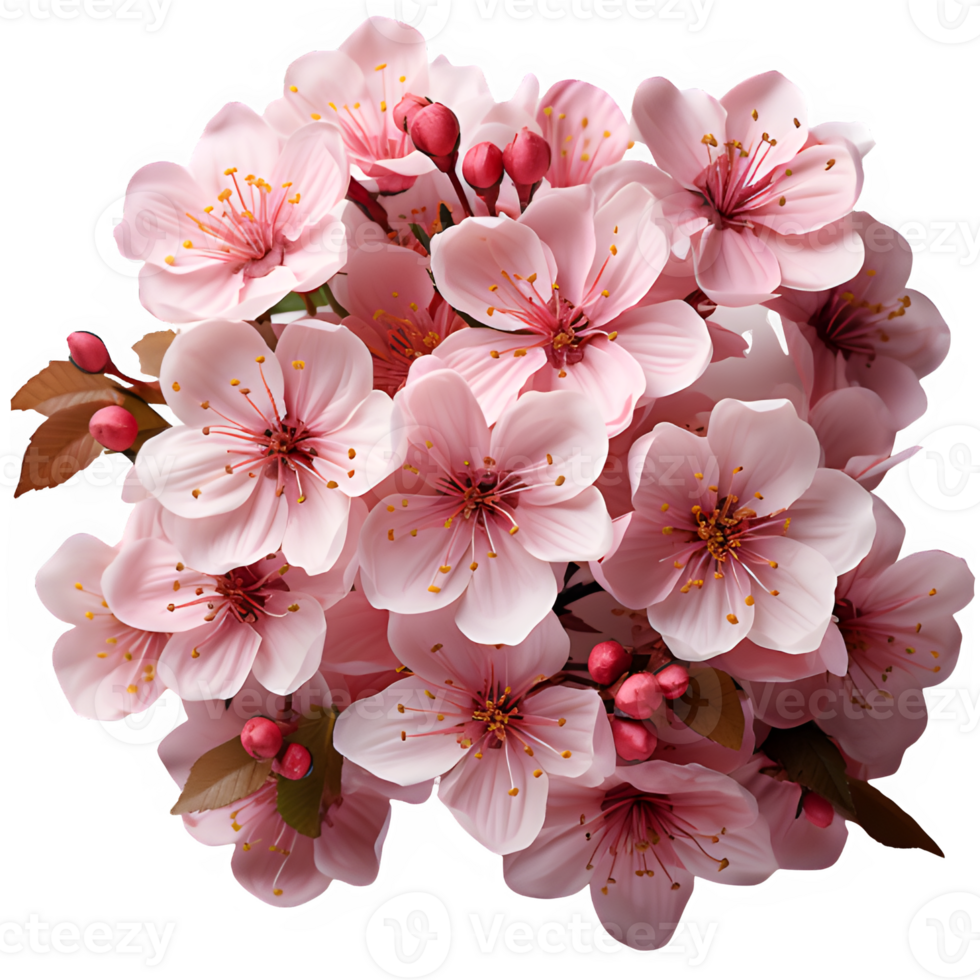 pink cherry blossoms isolated on transparent background ,japanese sakura png ,generative ai
