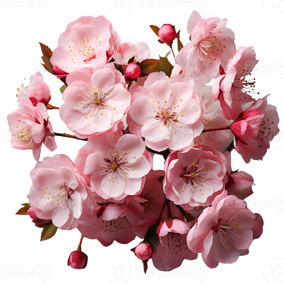 pink cherry blossoms isolated on transparent background ,japanese sakura png ,generative ai