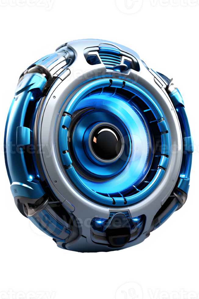futuristic blue music speaker isolated on transparent background, music player ,generative ai png