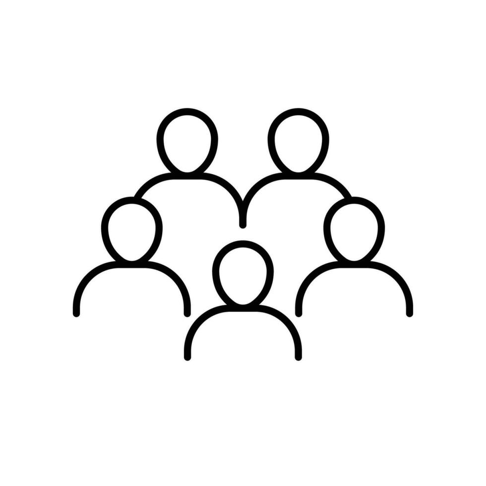 Group of people icon. Simple outline style. Staff, crowd, people, organisation, management, group, meeting, man, business, team, teamwork concept. Thin line symbol. Vector illustration isolated.