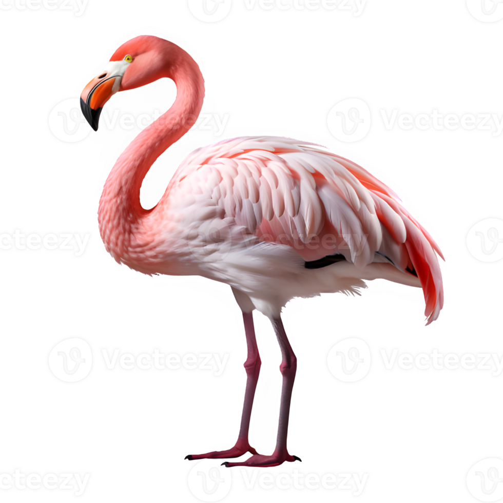 pink flamingo bird isolated on transparent background ,exotic flamingo cut out png ,generative ai
