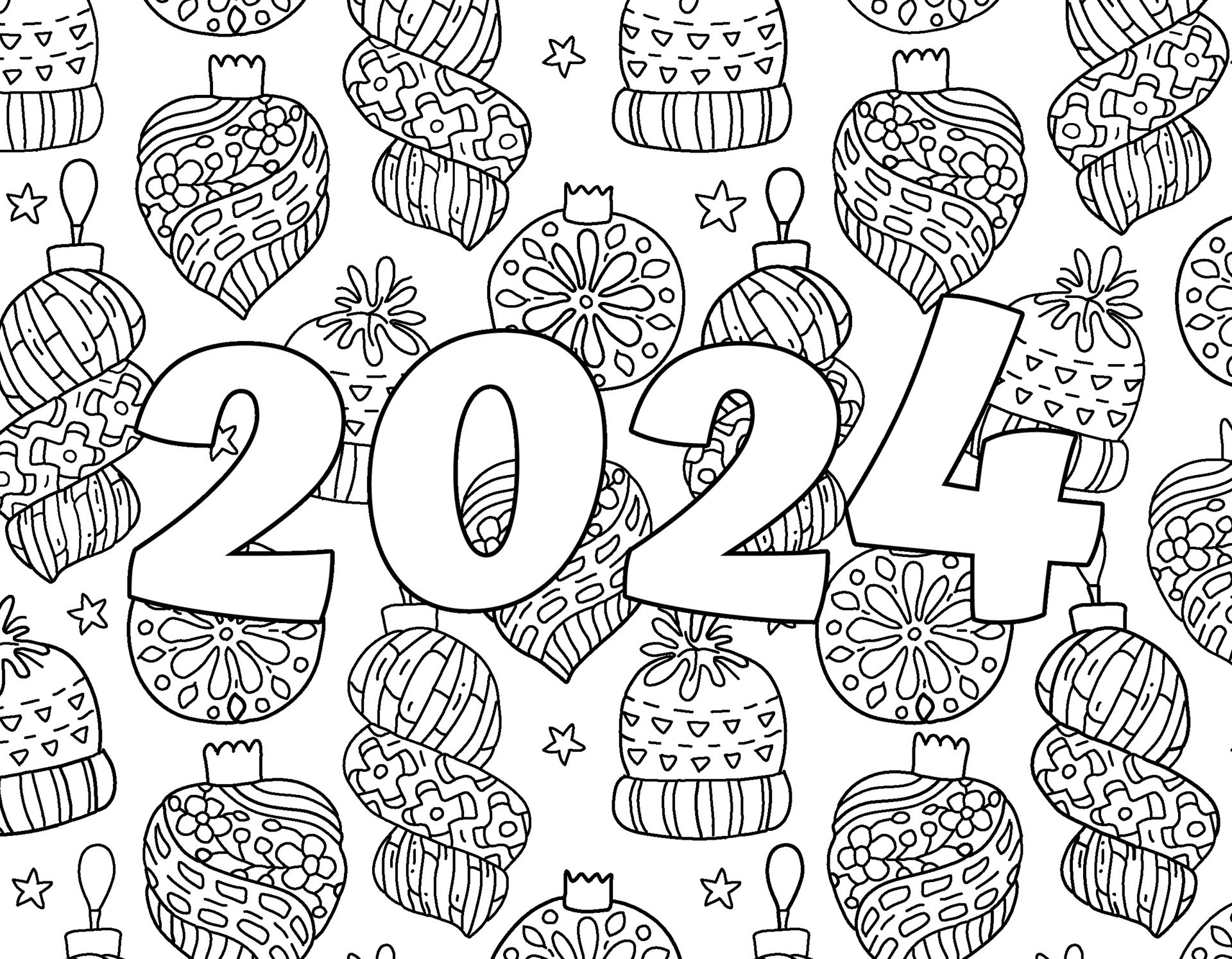 Hand drawing coloring page for kids and adults. Holiday greeting card