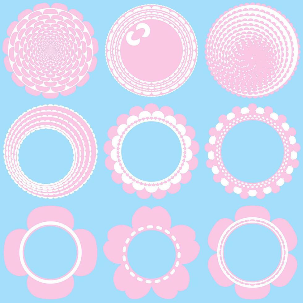 Frame border circle cherry blossom sakura petals cute pink decoration vector