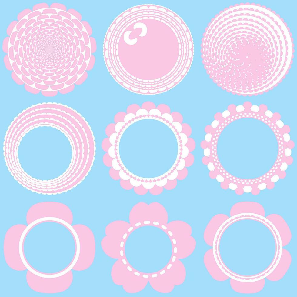 marco frontera circulo Cereza florecer sakura pétalos linda rosado decoración vector