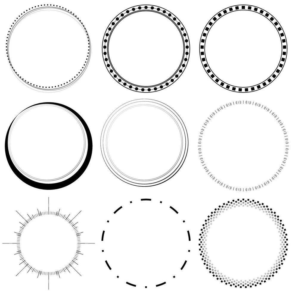 Frame border decoration circle set modern minimal vector image