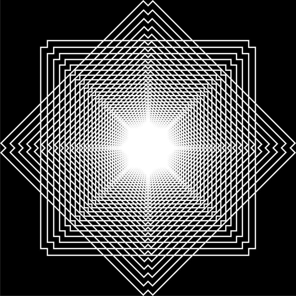 Visual of the Optical Illusion Created from Square Lines Composition, can use for Background, Decoration, Wallpaper, Tile, Carpet Pattern, Modern Motifs, Contemporary Ornate, or Graphic Design Element vector